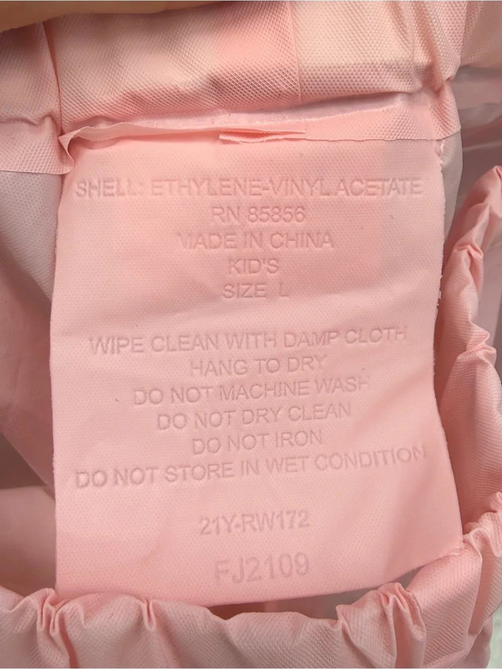 Child’s Large Pink Waterproof Rain Pants. Good Condition.